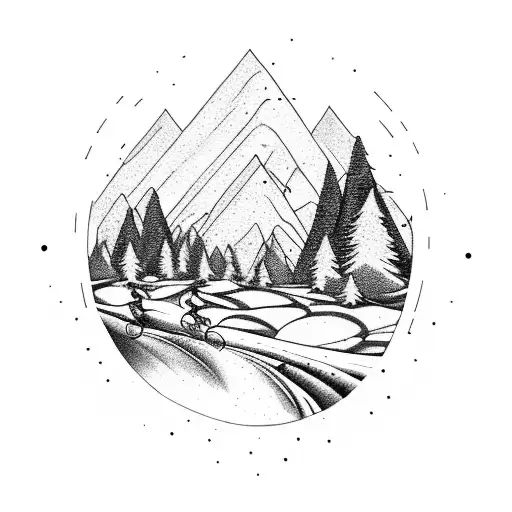 A Majestic Mountain Landscape With A Cyclist Riding Through It