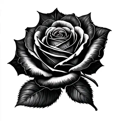 Black Rose With White Outlines