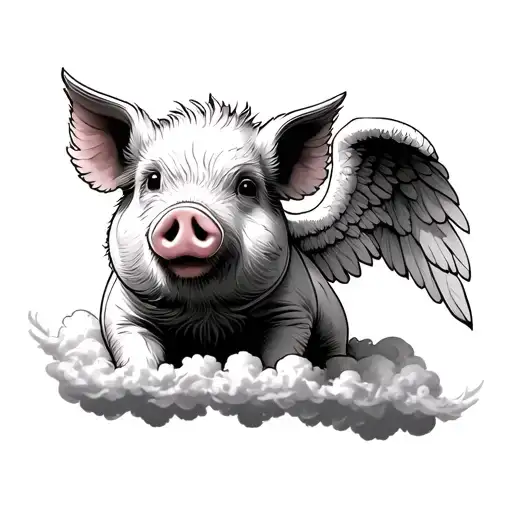 Angel Pig On Cloud