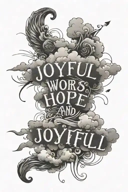 Write The Words Joyful In Hope And Put Clouds Around The Words