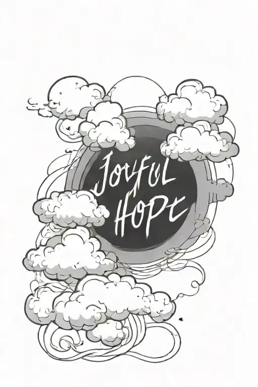 Write The Words Joyful In Hope And Put Clouds Around The Words
