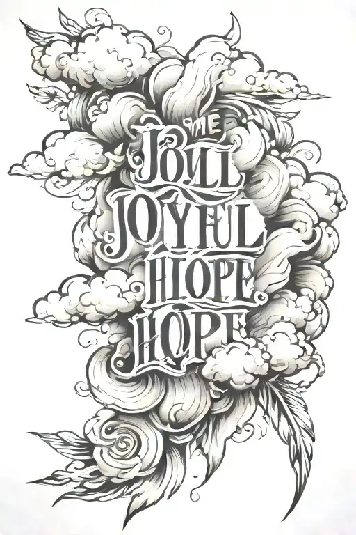 Write The Words Joyful In Hope And Put Clouds Around The Words