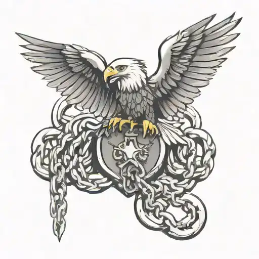 Eagle Holding A Chain With Badge