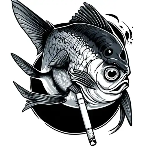 Anatomically Acurate Liner Skusha Fish With Mustashe And A Cigarette