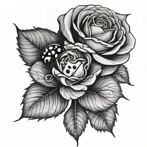 Rose With A Ladybug Sitting On Top