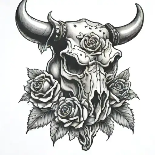Cow Skull With Roses