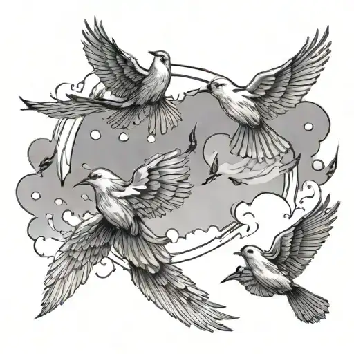 Semicolon Birds Flying In The Sky