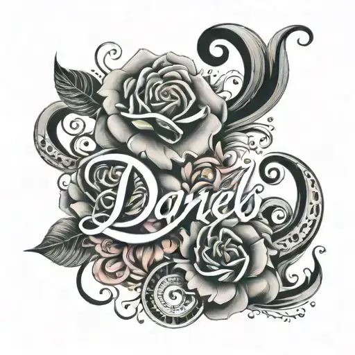 Daniel Faye Hayley In Script With Swirls And Little Flowers