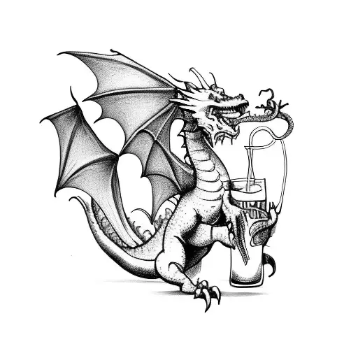 A Dragon Holding A Drink In Its Claw