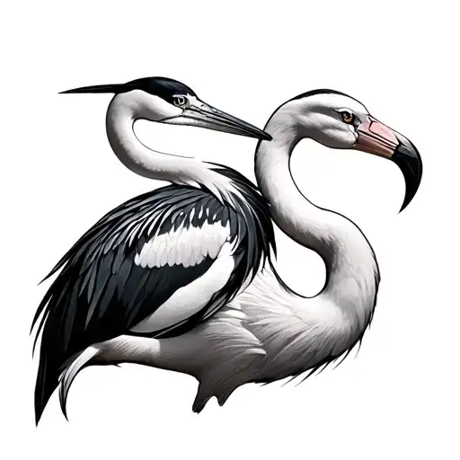 Heron And Flamingo