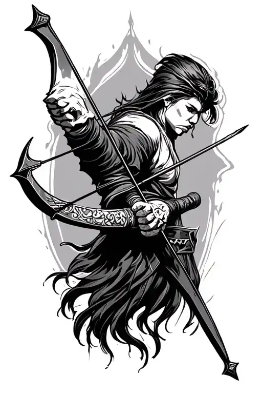 Bow And Arrow Weapon Ready To Battle