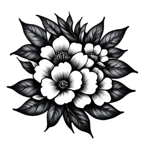 Leaf With Flowers Intertwined