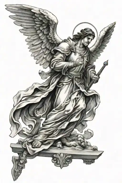 Angel Gabriel Fighting With Cross
