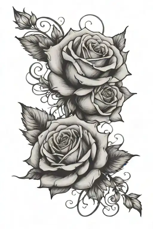 Aster And Rose Intertwined With Names Written