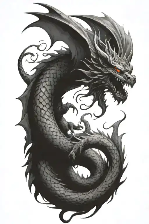 Black Dragon Full Body Shaped Like