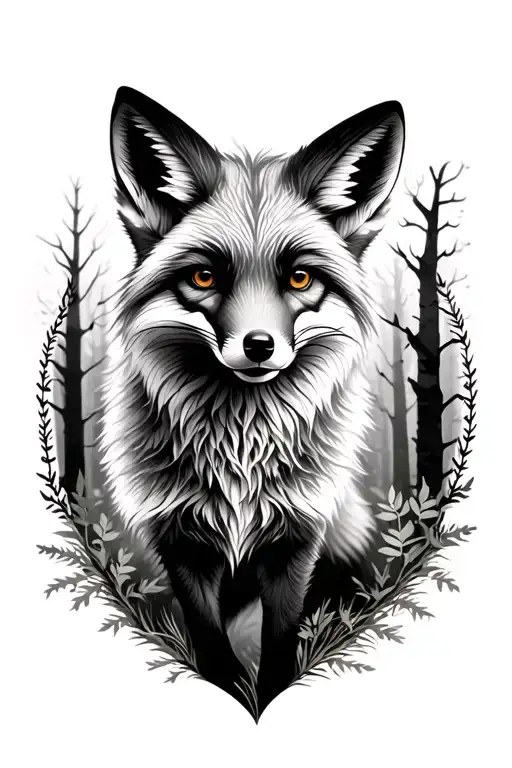 Fox In Forest Background