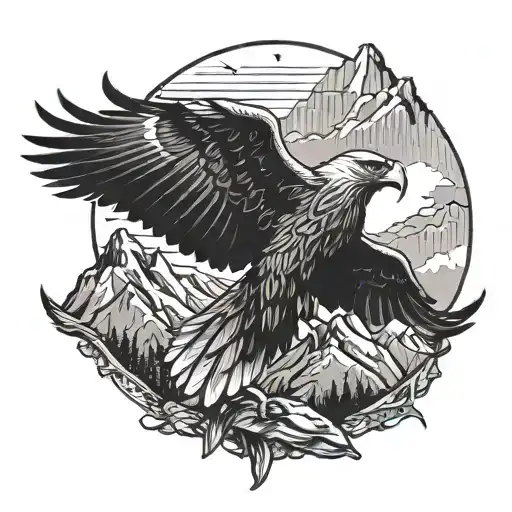 Golden Eagle And Mountains