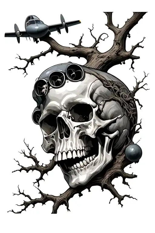 Dead Tree Lancaster Bomber Skulls