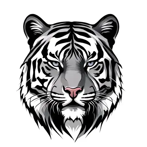 Simple Tiger With Wavy Lines In Back Ground