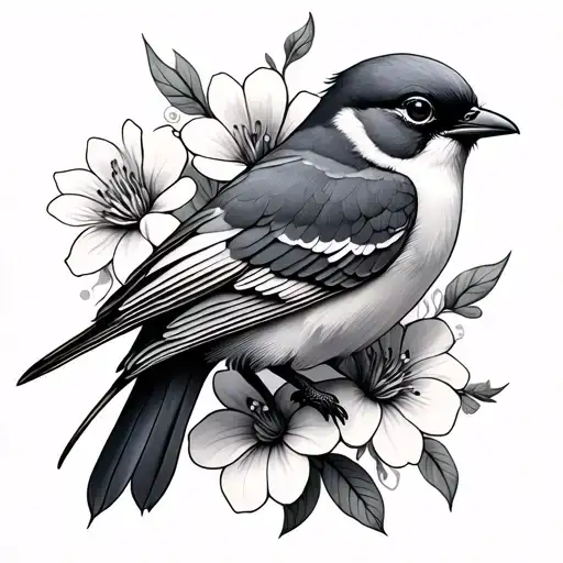Bird And Flowers