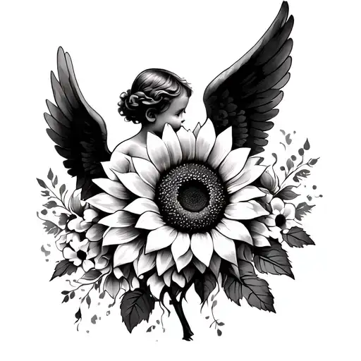 Sunflower And Baby Angel