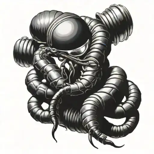 A Black And Grey Realistic Portrait Of A Scorpion With A Veterinary Stethoscope Wrapped Around It
