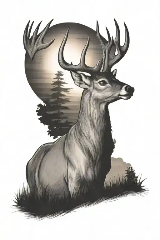 A Buck In A Sunset