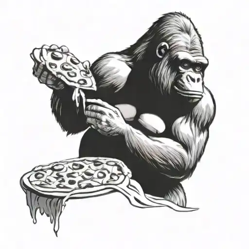 Gorilla Eating Pizza