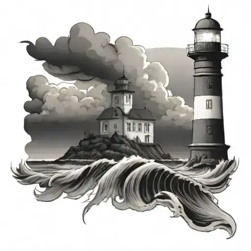 Lighthouse Against The Backdrop Of A Storm