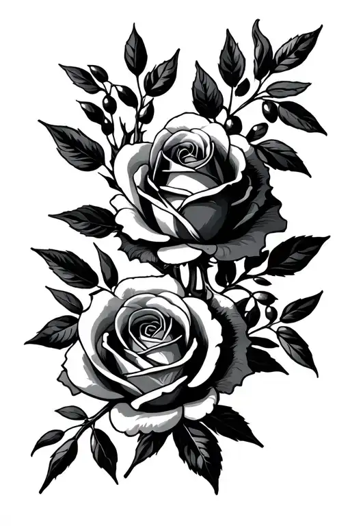 Olive Branch And Rose Intertwined