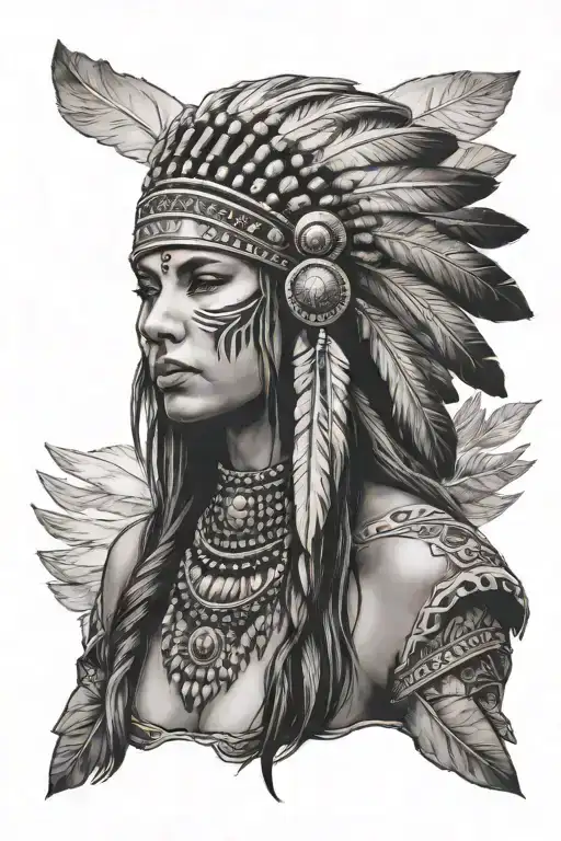 Female Indian Headdress Being Worn