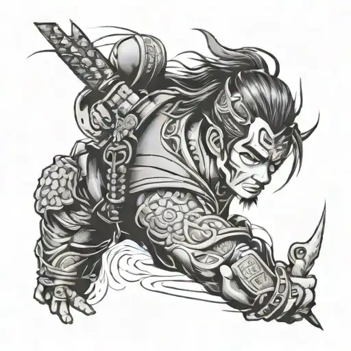 Japan Style Tattoo Sleeve Samurai And Japan Style Paint