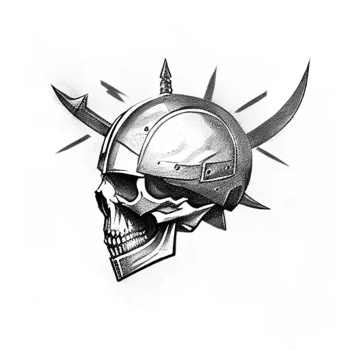Skull Warrior With Broken Helmet