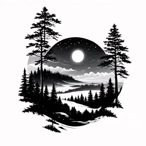 Night Sky And Black Forest Sleeve