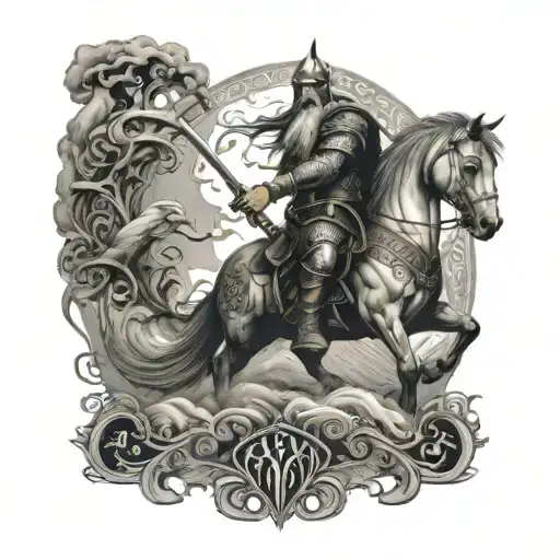 Norse Mythology Themed Black And White