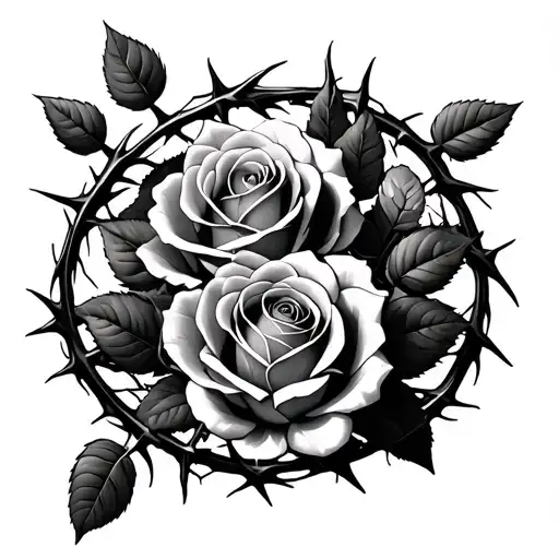 Roses Growing Inside Crown Of Thorns