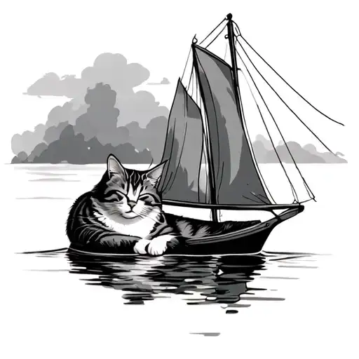 Sailboat And Cat Sleeping
