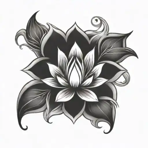 Male Unalome Symbol With Shiva Trident And Lotus Flower Blooming
