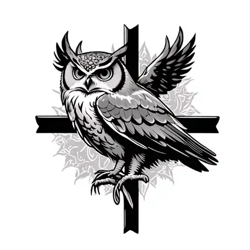 Cross With A Owl Perched On It