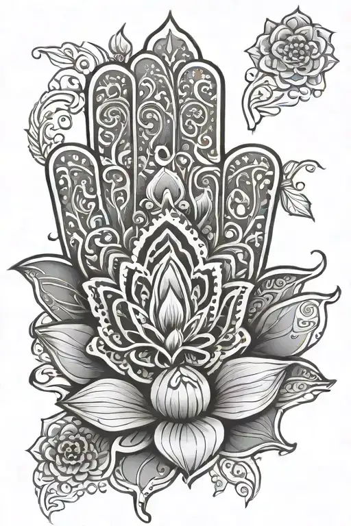 Hamsa Lotus Flower