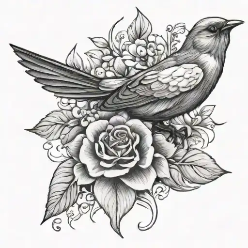 Flowers And Bird