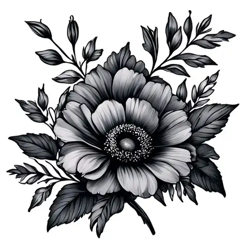 Birth Flower Bouquet Fine Line