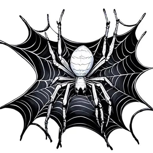 Spider Walking On Spiderweb Patterns Surrounding