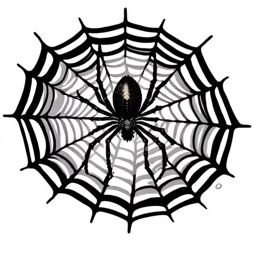 Spider Walking On Spiderweb Patterns Surrounding