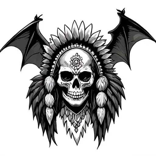 Batwings With Indian Skull
