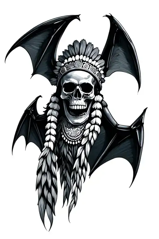 Batwings With Indian Skull Wearing