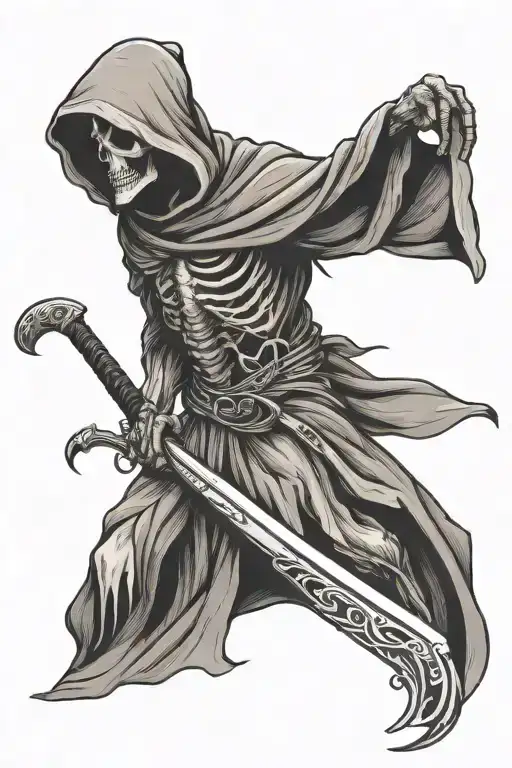 Grim Reaper Stabbing Itself With Scythe