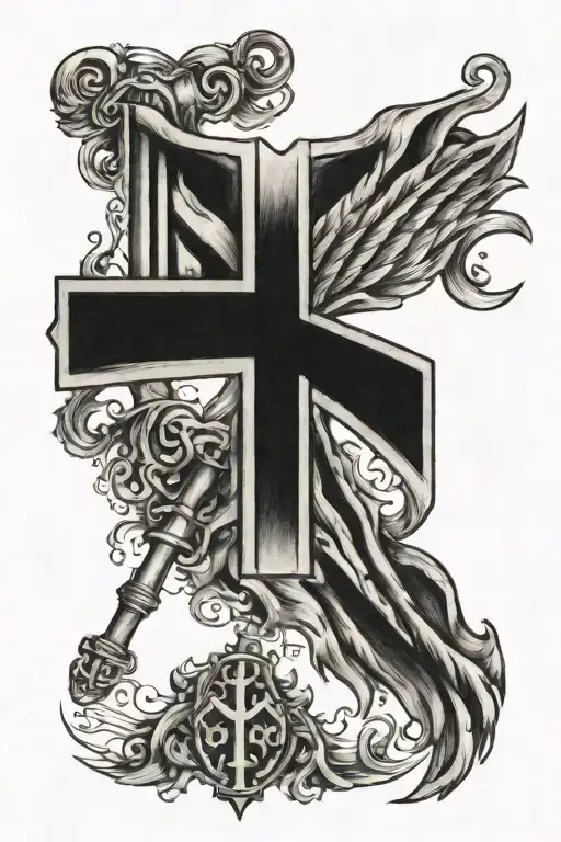 1982 German Flag Catholic Cross