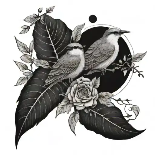 Birds Moon Botanical Elements