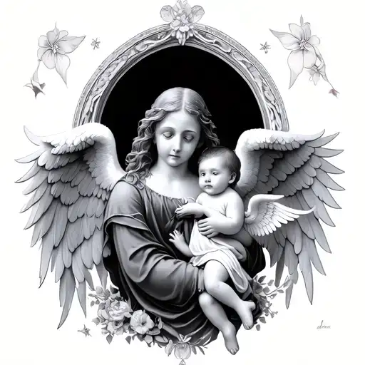 Arch Angel With Baby Angel Surround Kind